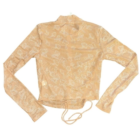 Self Esteem Peach Orange Mushroom Sheer Adjustable Long Sleeve Top Women’s S - Picture 5 of 11